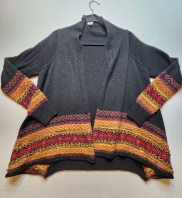 Suéter grande i jeans by Buffalo para mujer negro naranja a rayas frente abierto fluido Foto 1 de 4