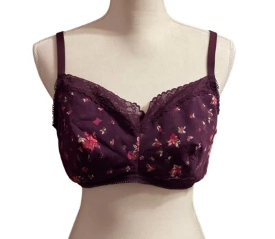 Savage X Fenty Wireless Bra Floral Lace Purple Size 3X Stretch Lightweight Comfy - Image 1 of 4