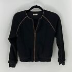 junior gaultier jacket black full zip with metallic rose gold trim girls sz 12A