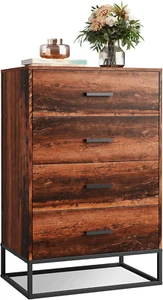 Wood Dresser for Bedroom with 4 Drawers, Chest of Drawers, Tall Dresser Drawers - Picture 1 of 9