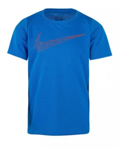NWT NIKE BOYS KIDS SIZE 6 ~ BLUE HYPER BREATHE SHORT SLEEVE T-SHIRT WITH SWOOSH - Picture 1 of 7