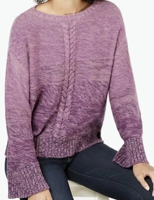 Suéter Style & Co Gradiente Trança Frontal Combo Uva Escura Tamanho G - Imagem 1 de 4