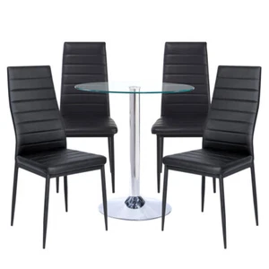 Round Glass Dining Table Office Negotiation Table Chairs Business Meeting Set UK - Picture 1 of 12