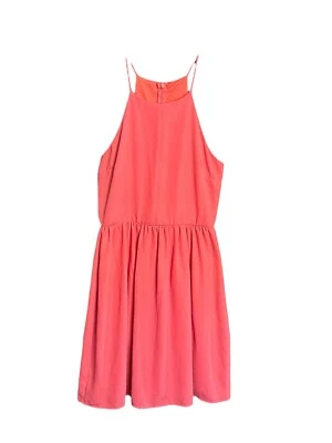 Everly Size Small Coral Pink Goddess Style High Neck Dress Lightweight #I15-5 - Image 1 of 4