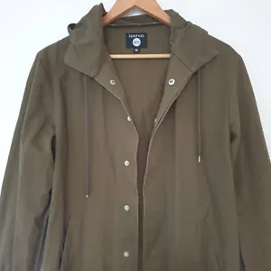 Boohoo Man Men's Anorak Jacket Size Medium Green Hood Pockets 100% Cotton - Picture 1 of 8