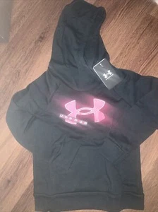 Under Armour Girls' Rival Fleece Logo Hoodie , Black (001)/Cerise , Youth X-smal - Picture 1 of 5