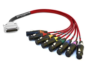 Premium DB25 to XLR-F | Mogami W2932 | 10 FT (Red w/ Multicolored Boots) - Picture 1 of 1