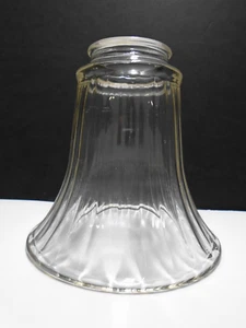 Vintage Crisa Corp Clear Ribbed Glass Lampshade with Flared Base, 2 1/4" Fitter - Picture 1 of 4
