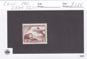Chile 1961 SC C234 SG524 - Flugzeug und Zug - braun 5 m - als Scan - Bild 1 von 1