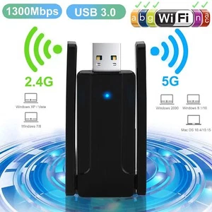 USB 3.0 WiFi Adapter 1300Mbps Long Range Dual Band 5Ghz Wireless Network Dongle - Picture 1 of 12