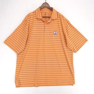 F&G Tech Pebble Beach Golf Links Polo Shirt Mens XXL Orange Stripe Short Sleeve - Picture 1 of 8
