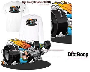 DigiRods Mad Hot Rod Tangled Rollover Rider Fun Digital Graphic T Shirt - Picture 1 of 5