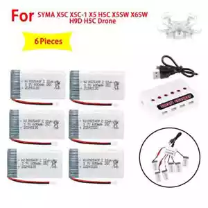 6× 3.7V 600mah 802540 LiPo Battery + Charger For Syma X5c X5c-1 X5 RC Quadcopter - Picture 1 of 6