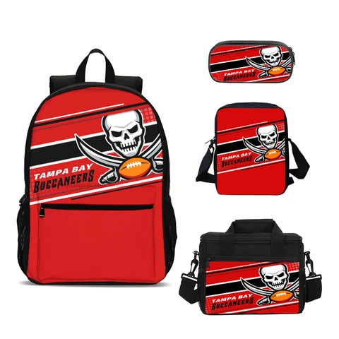 Tampa Bay Buccaneers School 4PCS Backpacks Set Pen Bag Crossbody Bag Lunch Bag Cover