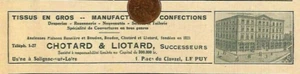 SOLIGNAC ( 43 ) TISSUS CHOTARD & LIOTARD / TOUTE PETITE PUBLICITÉ 1932 - Foto 1 di 1