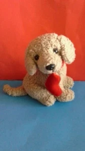 Adorable Russ Berrie MUFFIN Tan Puppy Dog Plush with Red Heart GU C - Picture 1 of 1