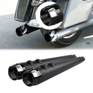 Megaphone Slip-On Mufflers Exhaust Pipes Fit For Harley Street Glide 1995-2016 - Picture 1 of 8