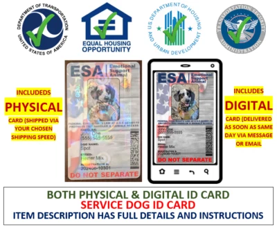EMOTIONAL SUPPORT ANIMAL ID HOLOGRAPHIC ESA PHYSICAL & DIGITAL - Image 1 of 4