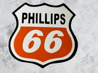 Philips 66 Porcelain Enamel Heavy Metal Sign 30 Inches Double  Side - Image 1 of 2