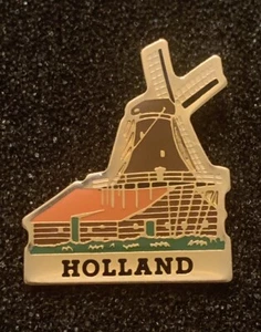 Holland Dutch Windmill Netherlands Souvenir Enamel Country Lapel Pin - SP4 - Picture 1 of 4