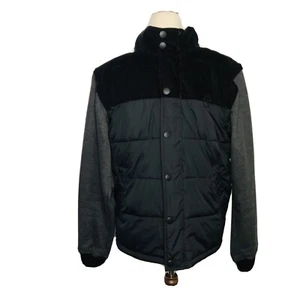 Billabong Mens Puffer Jacket With Cordoroy Top Black - Size Small S - Picture 1 of 12