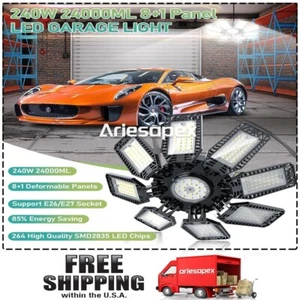 200W LED Garage Light Bright Work Shop Ceiling Lights Deformable 30000LM Bulb US - Picture 1 of 7