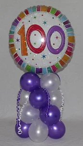 100° COMPLEANNO - ETÀ 100 - DONNA - DISPLAY PALLONCINO IN LAMINA - CENTROTAVOLA - Foto 1 di 4