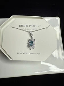 NIB Bomb Party Necklace RBP2993 Sterling Club Aquamarine CZ 925 S Silver - Picture 1 of 3