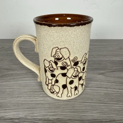 Taza de café de gres Nicholas John England 4" cerdos 8 onzas de colección años 70 Foto 1 de 4