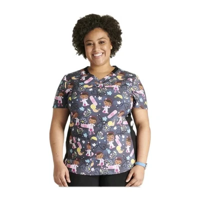 Doc McStuffins Cherokee Scrubs Womens XL Tooniforms Disney V Neck Top TF780 DCSM - Image 1 of 4
