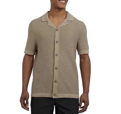 Camisa masculina DKNY café grade colorida suéter acampamento botão para cima tamanho G nova com etiquetas - Imagem 1 de 4