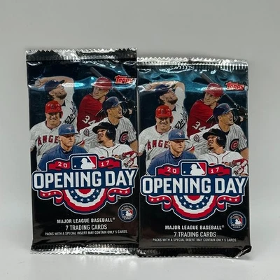 2X 2017 Topps Opening Day MLB Pacchetti Hobby Sigillati In Fabbrica! - Immagine 1 di 2