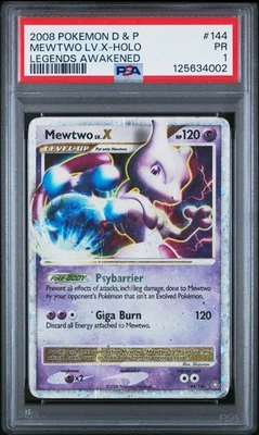 PSA 1 2008 Pokemon Diamond Pearl Legends Awakened Mewtwo Lv. X Holo Foil 144/146 - Image 1 of 2