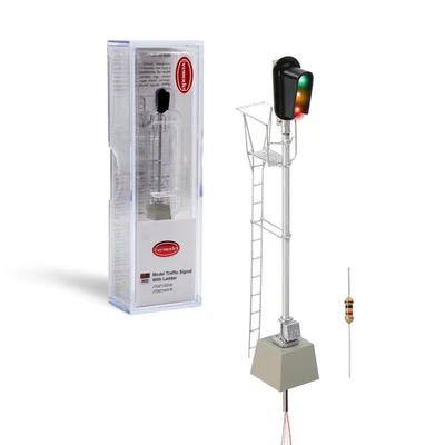 HO Scale 1:87 Vertical 3-Light Brass Traffic Signal Green Yellow Red LEDs - Image 1 of 4