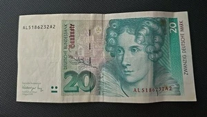 Germany 20 Deutsche Mark 1.8.1991 Series AL- A2 Circulated Banknote - Picture 1 of 2