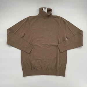 H&M Sweater Mens Medium Brown Slim Fit Turtleneck Pullover 100% Cotton New Tag - Picture 1 of 8