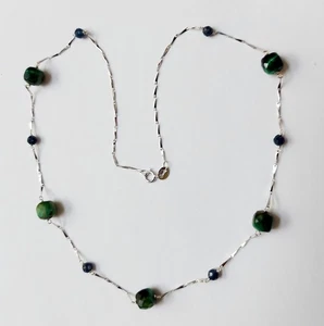 collana in argento 925 pietre con zaffiro e occhio di tigre idea regalo natale  - Foto 1 di 7