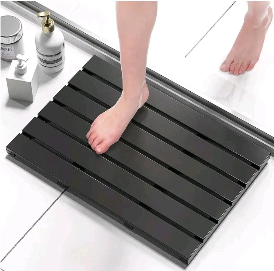 Domax 竹浴垫浴室 - 淋浴垫防滑防水木制... — 第 1/4 张图片