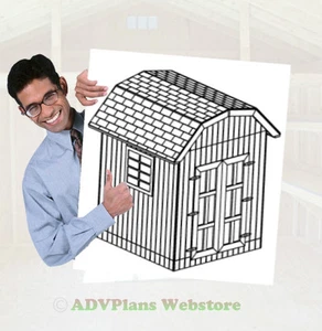 8X8 GAMBREL STORAGE SHED, 26 BACKYARD SHED PLANS, DIY, ADV PLANS WOOD SHEDS CD - Picture 1 of 1