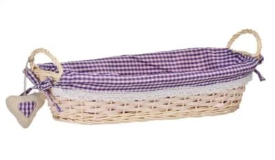 Oblong Willow Bread Basket Purple Traditional Rustic Design - Image 1 of 4