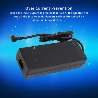 Adaptador DC 12V 12.5A Cargador de 3 pines 100‐240V 50/60Hz Protección contra sobrecorriente Calor Foto 1 de 4