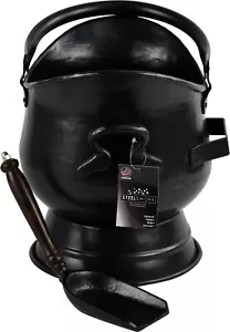 Steel Sallet Coal Bucket Scuttle Hod with Cast Iron Shovel Scoop Antique Style - Picture 1 of 3