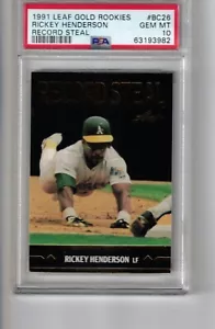 1991 Leaf Gold Rookies Record Steal # BC26 Rickey Henderson PSA 10 - Bild 1 von 1