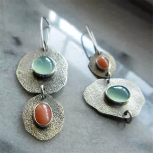 Women Silver Plated Dangle Drop Ear Hook Fashion Wedding Gift Earrings Simulated - Picture 1 of 4