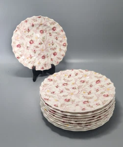 10er Set Copeland Spode Rosebud Chintz geriffelt Salat/Dessertteller 8" - Bild 1 von 16