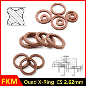 FKM Quad Ring X-Ring Dichtung Dichtring Schnurstärke 2.62mm Innen-Ø 1.2-247.32mm - Picture 1 of 10