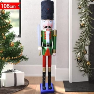 Soldato Schiaccianoci di Natale in Legno Altezza 106 cm Decorazioni Natalizie - Foto 1 di 2