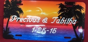 Placa de tocador de licencia personalizada personalizada a todo color para palma grabada etiqueta de automóvil - Imagen 1 de 3