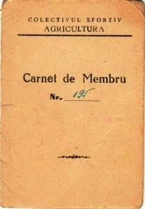 Tarjeta de miembro deportiva vintage de Rumania, 1950 - club deportivo ""agricultura - Imagen 1 de 3