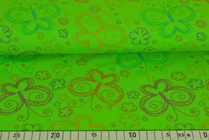Cotton jersey butterfly retro kiwi 145 cm sewing jersey children's fabric green - Picture 1 of 1